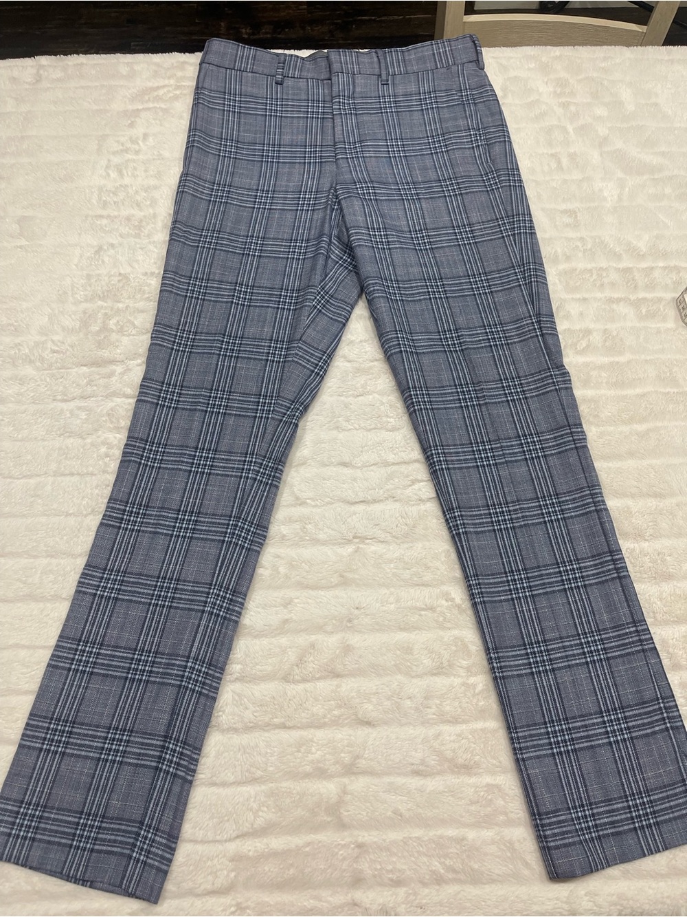 Men's Blue Plaid Dress Pants